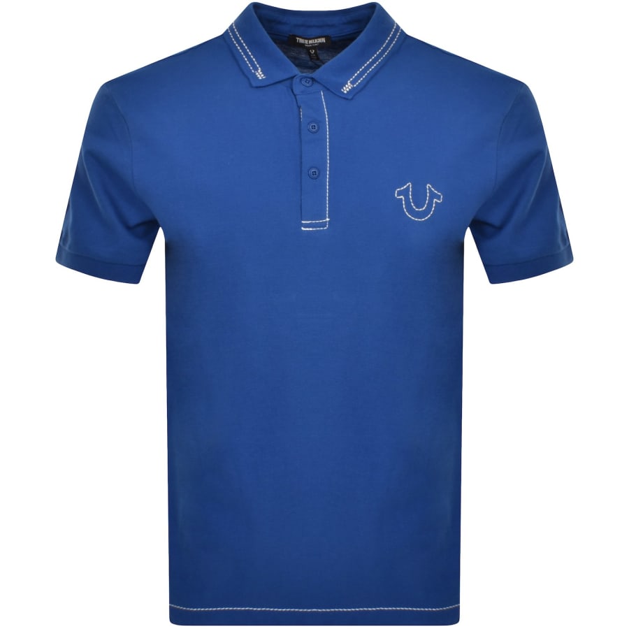 True Religion Relaxed Embroidered Polo Blue Mainline Menswear